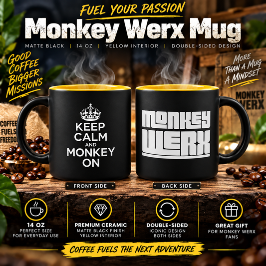 Keep Calm 14oz Matte Black / Yellow Coffee Mug